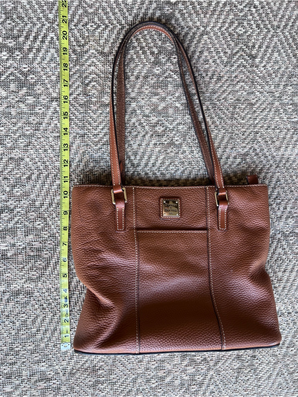 Dooney & Bourke Cognac Pebbled Leather Tote Shoulder Bag - Picture 4 of 12